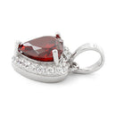Sterling Silver Heart Shape Garnet CZ Pendant
