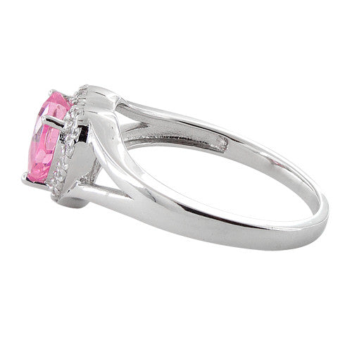 Sterling Silver Heart Shape Pink CZ Ring