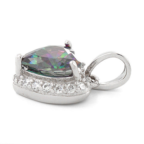 Sterling Silver Heart Shape Rainbow Topaz CZ Pendant