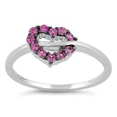 Sterling Silver Heart Shape Ruby CZ Ring