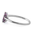 Sterling Silver Heart Shape Ruby CZ Ring