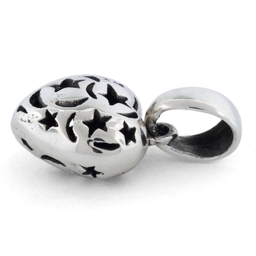 Sterling Silver Heart Shape Stars Pendant