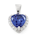Sterling Silver Heart Shape Tanzanite CZ Pendant