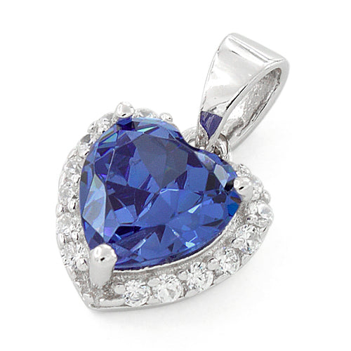 Sterling Silver Heart Shape Tanzanite CZ Pendant