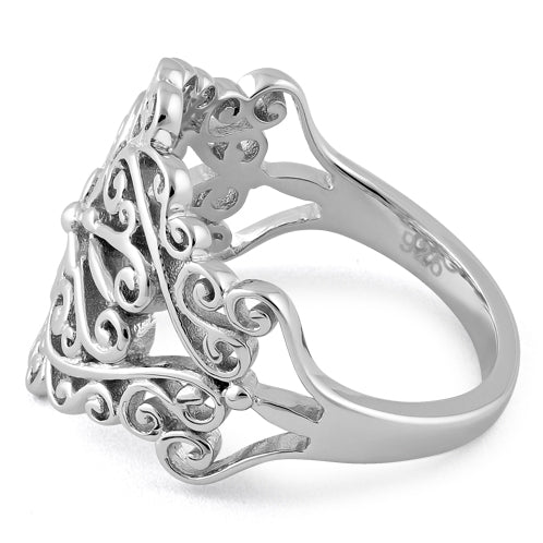 Sterling Silver Heart Swirl Ring