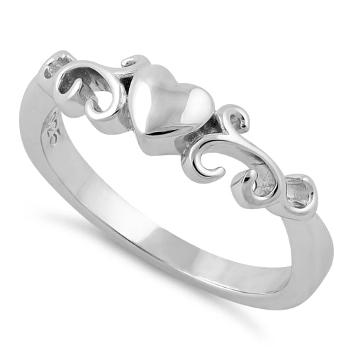 Sterling Silver Heart Swirls Ring