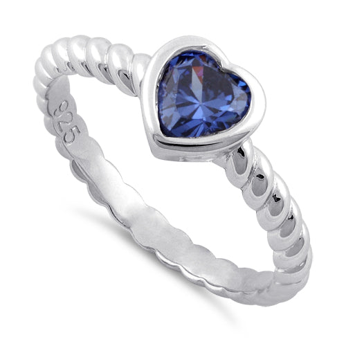 Sterling Silver Heart Tanzanite CZ Ring