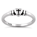 Sterling Silver Heart with Cross Ring