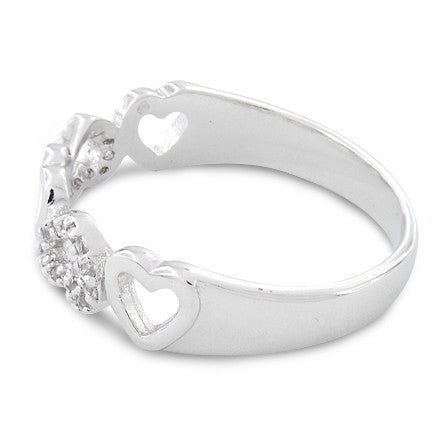 Sterling Silver Hearts CZ Ring