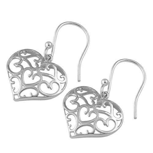 Sterling Silver Hearts Hook Earrings