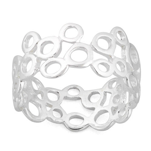Sterling Silver Hollow Bubbles Wide Ring
