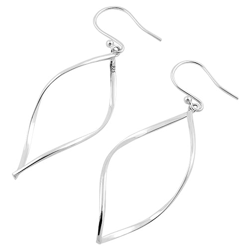 Sterling Silver Hollow Leaf Hook Earrings