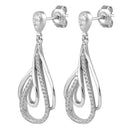 Sterling Silver Hoop Dangle CZ Earrings