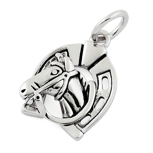 Sterling Silver Horse in Horse Shoe Pendant