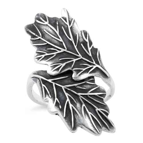 Sterling Silver Hugging Leaves Ring