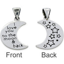Sterling Silver "I love you to the moon & back" Half Moon Pendant