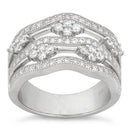 Sterling Silver In-between Abstract Pave CZ Ring