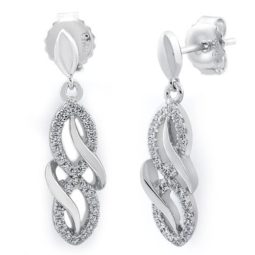Sterling Silver Infinity CZ Dangle Earrings