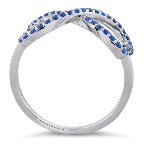 Sterling Silver Infinity Heart Blue Spinel CZ Ring
