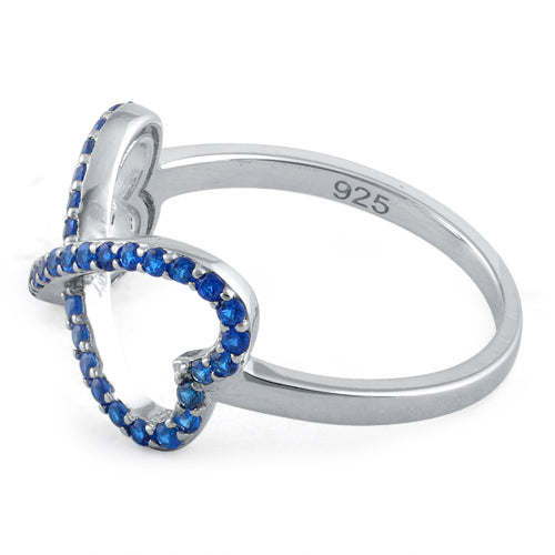 Sterling Silver Infinity Heart Blue Spinel CZ Ring