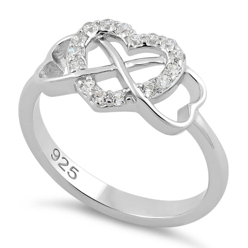 Sterling Silver Infinity Heart Clear CZ Ring