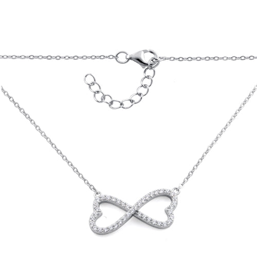 Sterling Silver Infinity Heart CZ Necklace