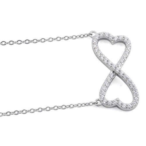 Sterling Silver Infinity Heart CZ Necklace