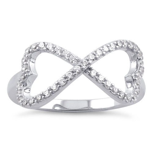 Sterling Silver Infinity Heart CZ Ring