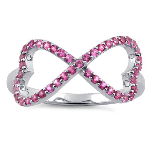 Sterling Silver Infinity Heart Pink CZ Ring