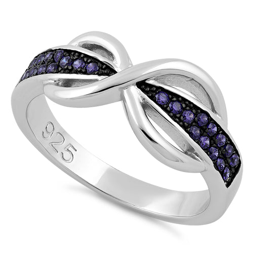 Sterling Silver Infinity Pave Dark Violet CZ Ring