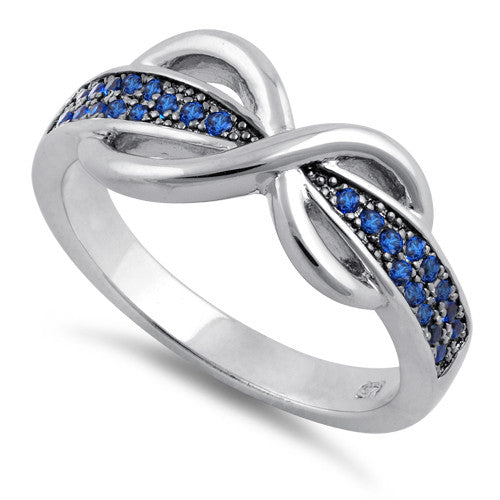 Sterling Silver Infinity Pave Blue CZ Ring