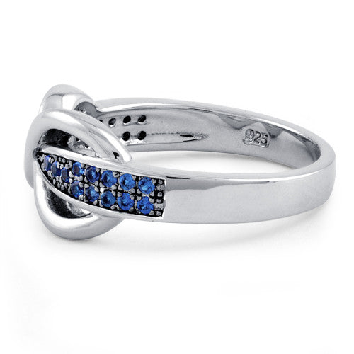 Sterling Silver Infinity Pave Blue CZ Ring