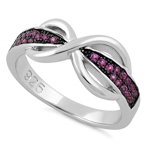 Sterling Silver Infinity Pave Pink CZ Ring