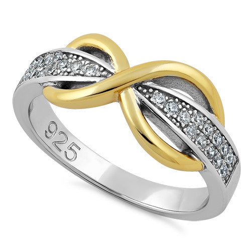 Sterling Silver Infinity Pave Two-Tone Clear CZ Ring