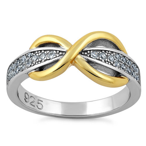 Sterling Silver Infinity Pave Two-Tone Clear CZ Ring
