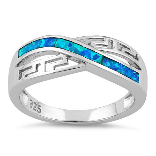 Sterling Silver Inifinite Greek Pattern Lab Opal Ring