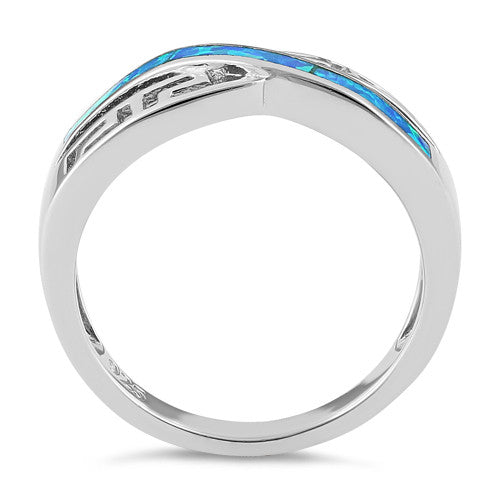 Sterling Silver Inifinite Greek Pattern Lab Opal Ring
