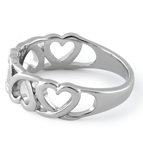 Sterling Silver Interwoven Hearts Ring