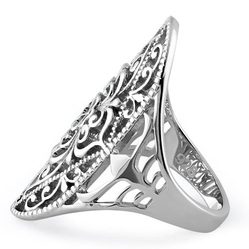 Sterling Silver Intricate Hearts & Vines Ring