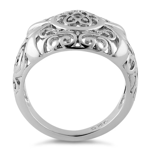 Sterling Silver intricate Hearts & Vines Ring