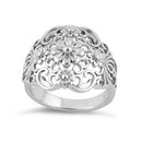 Sterling Silver Intricate Flowers Ring