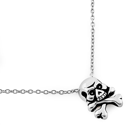 Sterling Silver Jolly Roger Skull Necklace