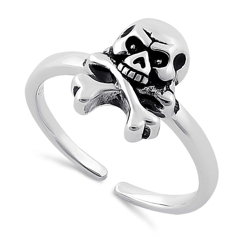 Sterling Silver Jolly Roger Skull Toe Ring