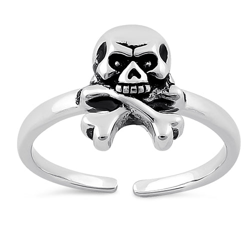 Sterling Silver Jolly Roger Skull Toe Ring