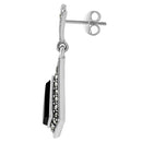 Sterling Silver Kite Black Onyx Marcasite Earrings