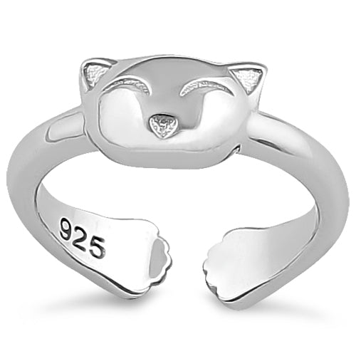 Sterling Silver Kitty Cat Toe Ring