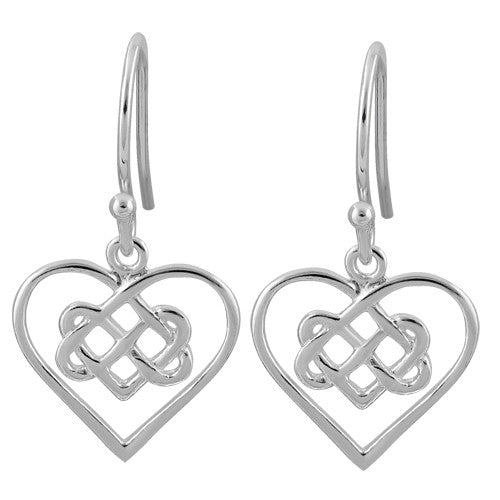 Sterling Silver Knotted Heart Hook Earrings