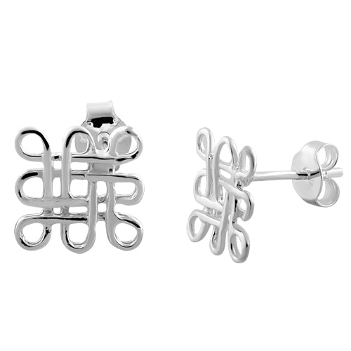 Sterling Silver Knotted Square Earrings