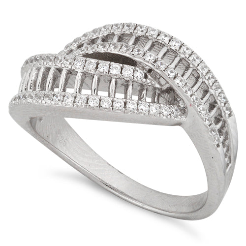 Sterling Silver Ladder Pave CZ Ring