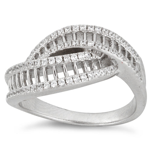 Sterling Silver Ladder Pave CZ Ring